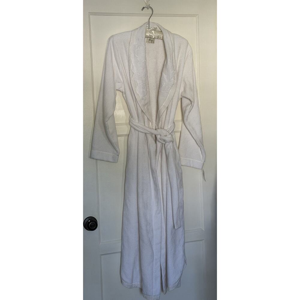 Vintage‎ 90s La Perla Joelle White Cotton Terry Cloth Robe Lace Italy NWT Small